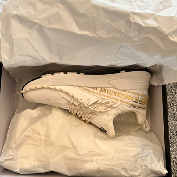 Versace Jeans Couture Women's White Low-Top Sneakers with Metallic Laces - EUC - Picture 6 of 10